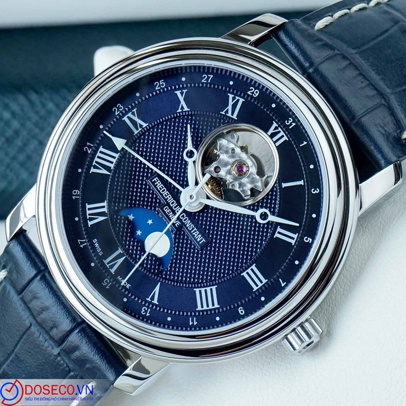 Cận cảnh mặt số đầy tính nghệ thuật của đồng hồ FC Moonphase
